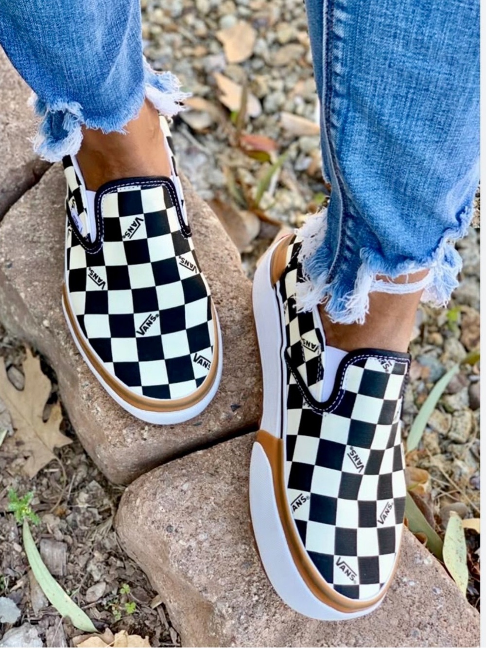 Vans Era Stacked Checkerboard Slip-On Sneakers W9/M7.5